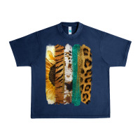 Navy Leopard Sunflower Brush Strokes Urban Heavy Tee - Jasminsmagicworld