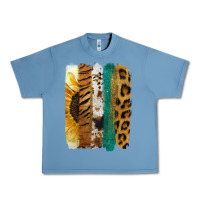 Pebble Blue Leopard Sunflower Brush Strokes Urban Heavy Tee - Jasminsmagicworld