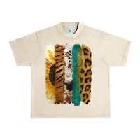 Sandshell Leopard Sunflower Brush Strokes Urban Heavy Tee - Jasminsmagicworld