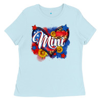 Baby Blue American mini heart Ladies Tee - Neo Western