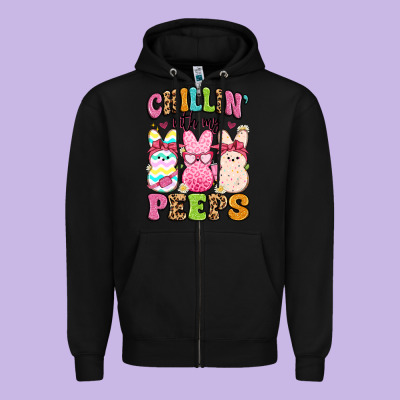Chillin' With My Peeps Zipper Hoodie Designed By Artiststas