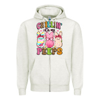 Oatmeal Heather chillin' with my peeps Zipper Hoodie - Artiststas