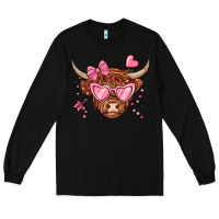 Black valentines day long haired cow Long Sleeve Tee - MaliasSmallBusiness