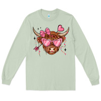 Matcha valentines day long haired cow Long Sleeve Tee - MaliasSmallBusiness