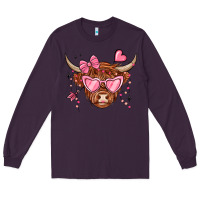 Plum valentines day long haired cow Long Sleeve Tee - MaliasSmallBusiness