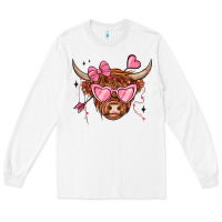 White valentines day long haired cow Long Sleeve Tee - MaliasSmallBusiness