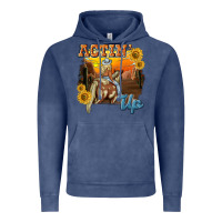 Vintage Denim actinup with cowgirl Vintage Hoodie - NancyCooperArtShop