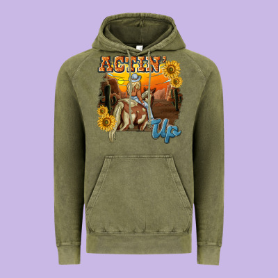 Actinup With Cowgirl Vintage Hoodie Designed By Nancycooperartshop