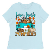 Baby Blue farm fresh pumpkins Ladies Tee - HRA Design Shop