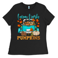 Black farm fresh pumpkins Ladies Tee - HRA Design Shop