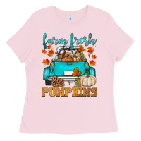 Bubblegum Pink farm fresh pumpkins Ladies Tee - HRA Design Shop