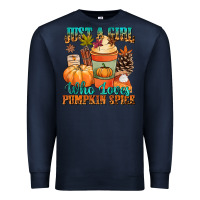 Navy Just a girl who loves pumpkin spice Premium Sweatshirt - NancyCooperArtShop