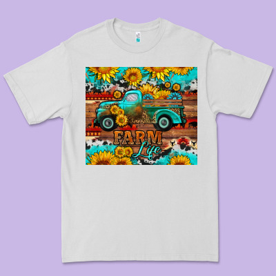 Western Farm Life Truck Sunflowers  Mousepad Premium Tee Designed By Hra Design Shop