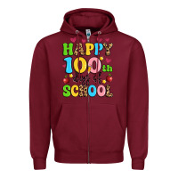Burgundy happy 100 th days of school Zipper Hoodie - Artiststas