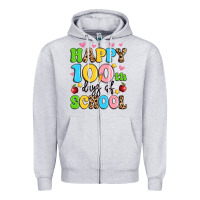 Heather Grey happy 100 th days of school Zipper Hoodie - Artiststas