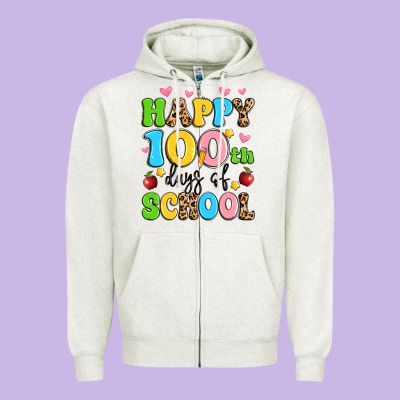 Happy 100 Th Days Of School Zipper Hoodie Designed By Artiststas