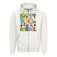 Oatmeal Heather happy 100 th days of school Zipper Hoodie - Artiststas