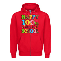 Red happy 100 th days of school Zipper Hoodie - Artiststas