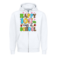 White happy 100 th days of school Zipper Hoodie - Artiststas