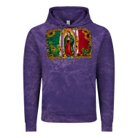 Cloud Purple our lady of Guadalupe Mexican flag background Vintage Hoodie - Jasminsmagicworld