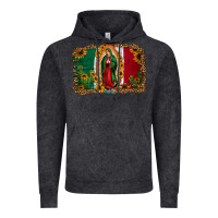Vintage Black our lady of Guadalupe Mexican flag background Vintage Hoodie - Jasminsmagicworld