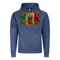 Vintage Denim our lady of Guadalupe Mexican flag background Vintage Hoodie - Jasminsmagicworld