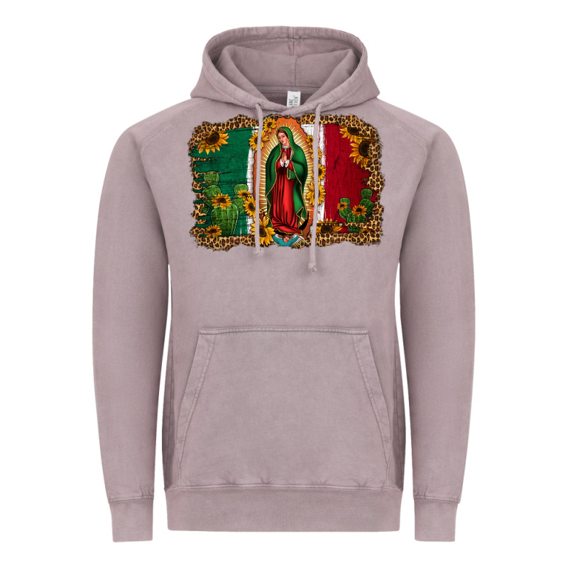 Our Lady Of Guadalupe Mexican Flag Background Vintage Hoodie by Jasminsmagicworld | Teevron
