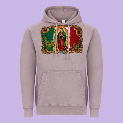 Our Lady Of Guadalupe Mexican Flag Background Vintage Hoodie Designed By Jasminsmagicworld