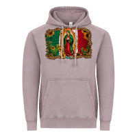 Vintage Zinc our lady of Guadalupe Mexican flag background Vintage Hoodie - Jasminsmagicworld