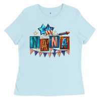Baby Blue American Nana 4th of july Ladies Tee - CowGirlArtShop