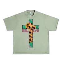 Oil Green Believe Cross Urban Heavy Tee - Jasminsmagicworld