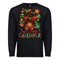 Black santas favorite caregiver afro messy bun Premium Sweatshirt - texasbilliewilder