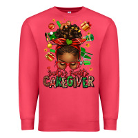 Cardinal santas favorite caregiver afro messy bun Premium Sweatshirt - texasbilliewilder
