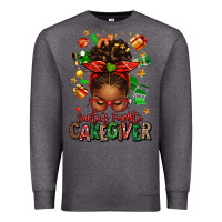 Charcoal Heather santas favorite caregiver afro messy bun Premium Sweatshirt - texasbilliewilder