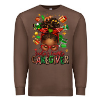 Chestnut santas favorite caregiver afro messy bun Premium Sweatshirt - texasbilliewilder