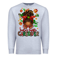 Heather Grey santas favorite caregiver afro messy bun Premium Sweatshirt - texasbilliewilder