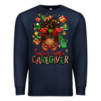 Navy santas favorite caregiver afro messy bun Premium Sweatshirt - texasbilliewilder