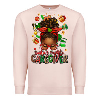 Pale Pink santas favorite caregiver afro messy bun Premium Sweatshirt - texasbilliewilder