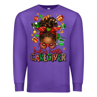Purple santas favorite caregiver afro messy bun Premium Sweatshirt - texasbilliewilder