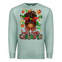 Seafoam santas favorite caregiver afro messy bun Premium Sweatshirt - texasbilliewilder