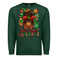 Sports Green santas favorite caregiver afro messy bun Premium Sweatshirt - texasbilliewilder
