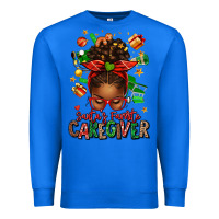 True Royal santas favorite caregiver afro messy bun Premium Sweatshirt - texasbilliewilder