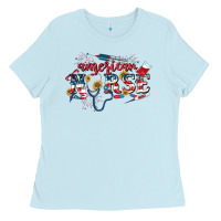 Baby Blue American Nurse 4th of July Ladies Tee - CowGirlArtShop