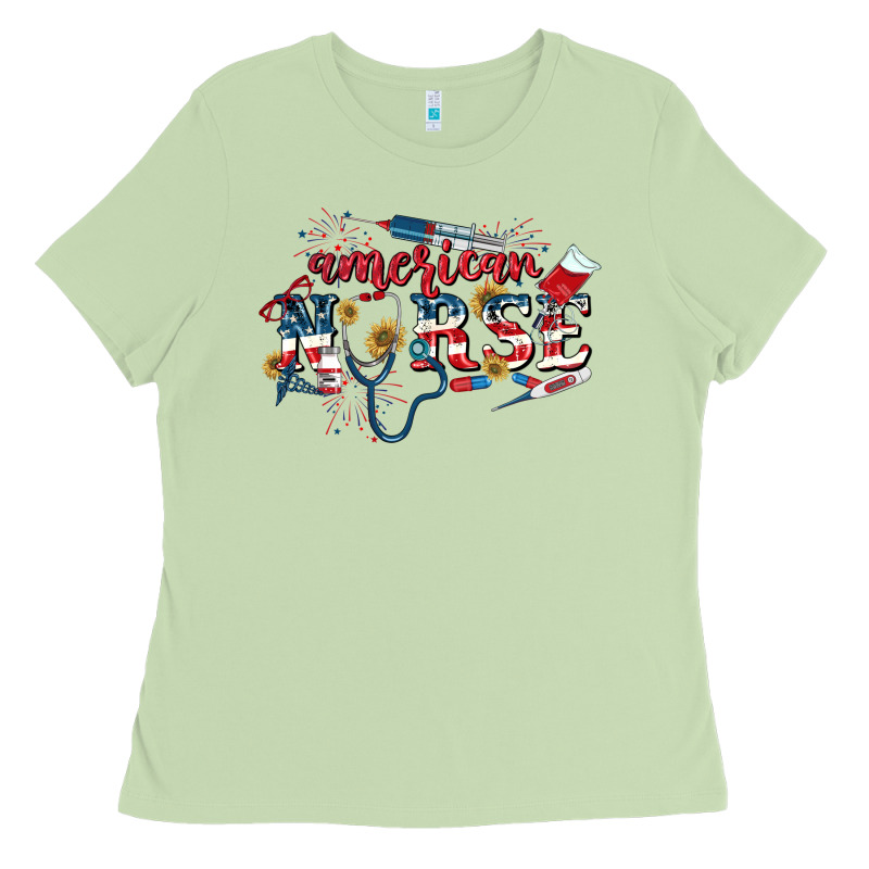 American Nurse 4th Of July Ladies Tee by CowGirlArtShop | Teevron