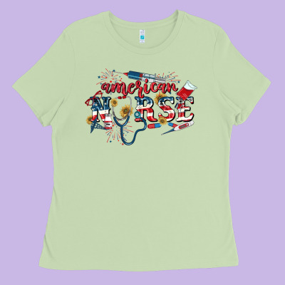 American Nurse 4th Of July Ladies Tee Designed By Cowgirlartshop