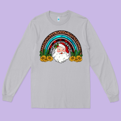 Santa Rainbow Long Sleeve Tee Designed By Jahusdesignshop