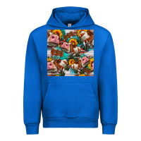 Cobalt cow with aztec and sunflowers seamless pattern Urban Hoodie - FaDigitalArtStudio