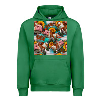 Emerald cow with aztec and sunflowers seamless pattern Urban Hoodie - FaDigitalArtStudio
