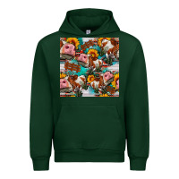 Forest Green cow with aztec and sunflowers seamless pattern Urban Hoodie - FaDigitalArtStudio