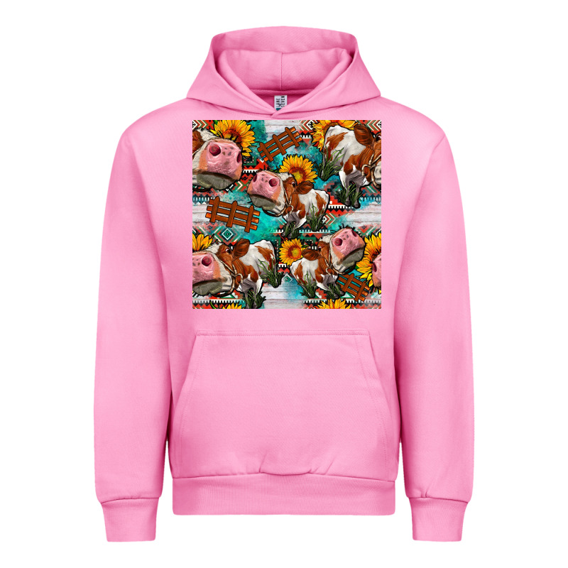 Cow With Aztec And Sunflowers Seamless Pattern Urban Hoodie by FaDigitalArtStudio | Teevron
